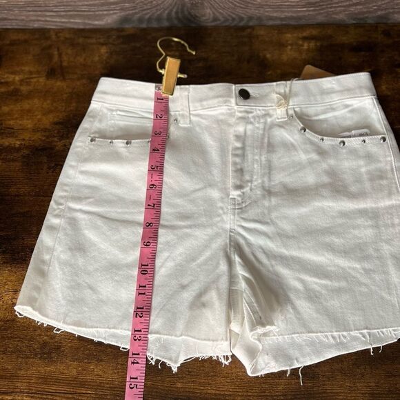 Mason & Belle Ardette Raw Hem Silver Studded Denim Shorts in White. Size 6. NWT! - Picture 14 of 15